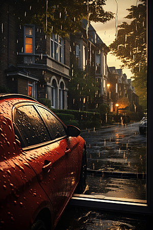 暴雨大雨室外摄影图