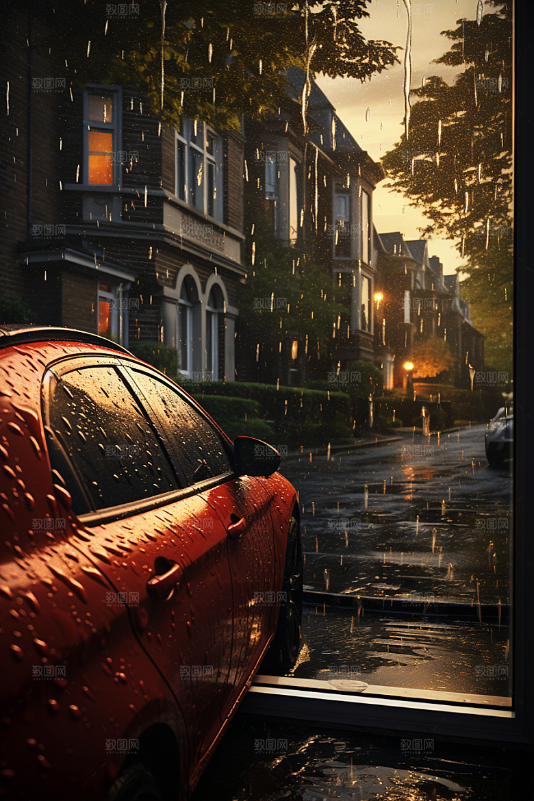 暴雨大雨室外摄影图