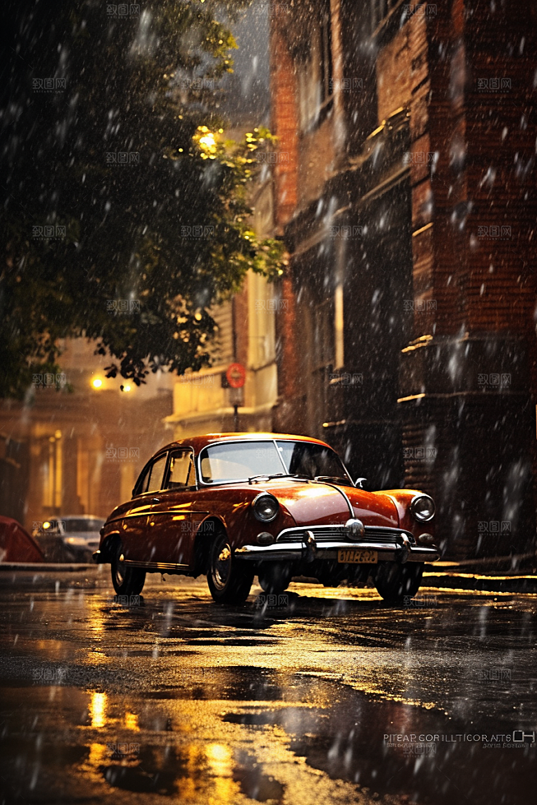 暴雨雨夜雨天摄影图