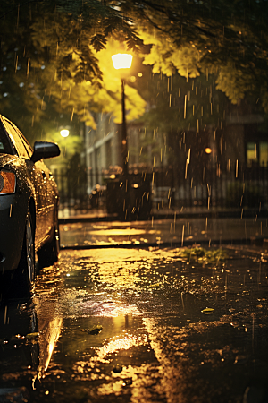 暴雨高清雨天摄影图