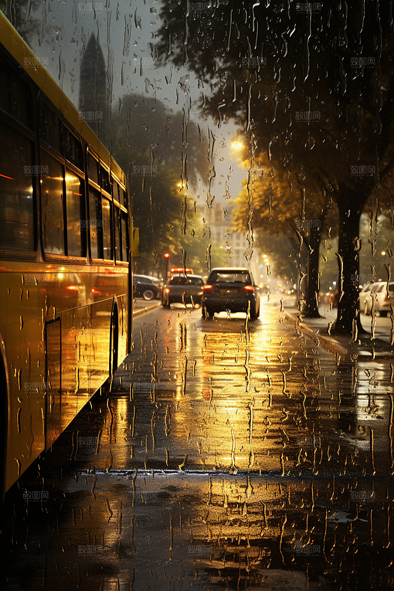 暴雨高清雨天摄影图