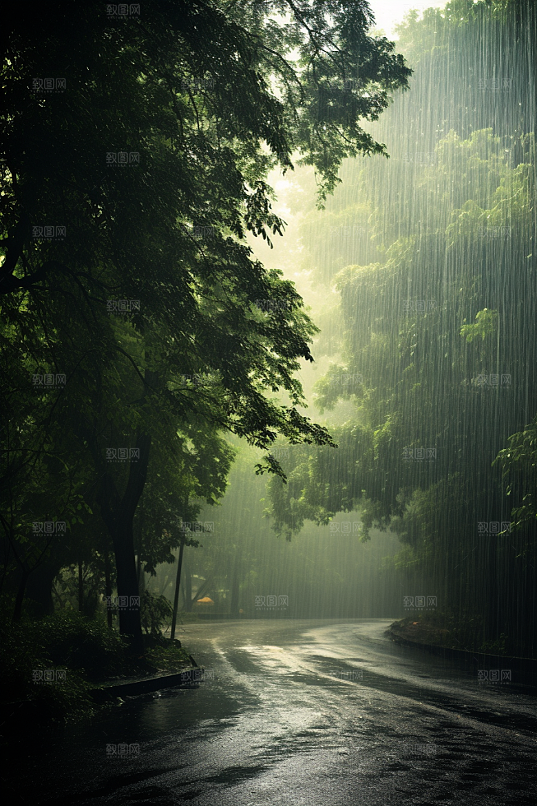 暴雨下雨户外摄影图