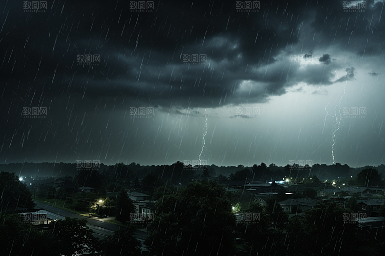 暴雨环境雨夜摄影图