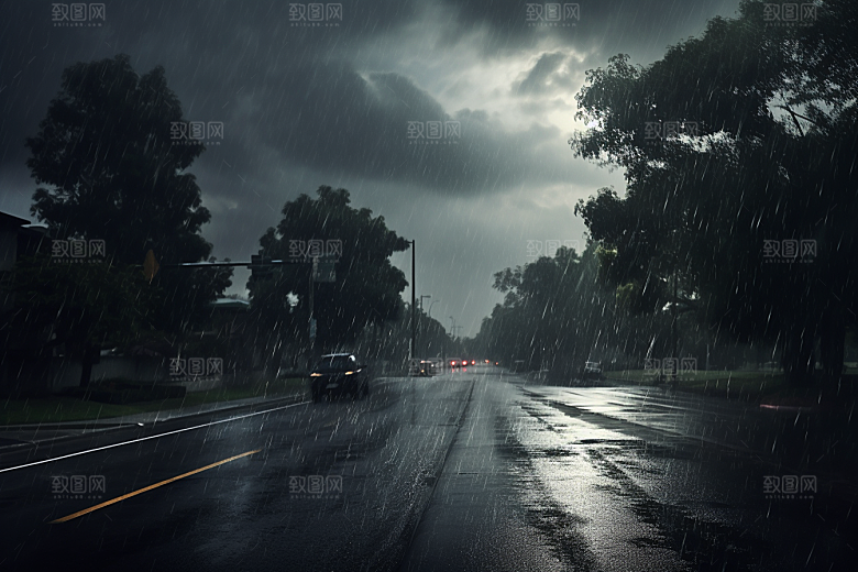 暴雨雨夜大雨摄影图