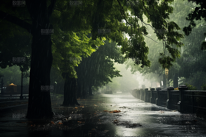 暴雨环境下雨摄影图