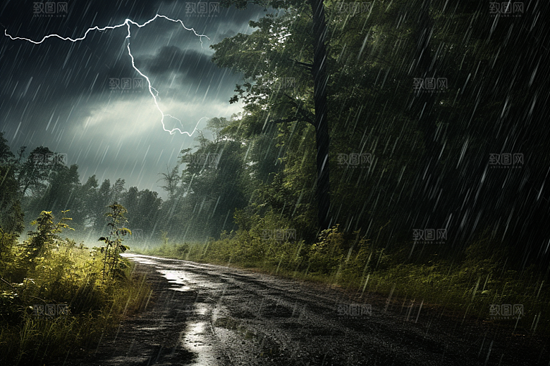 暴雨雨夜环境摄影图