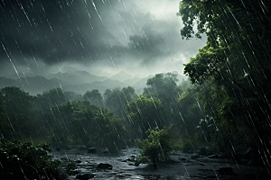 暴雨环境下雨摄影图