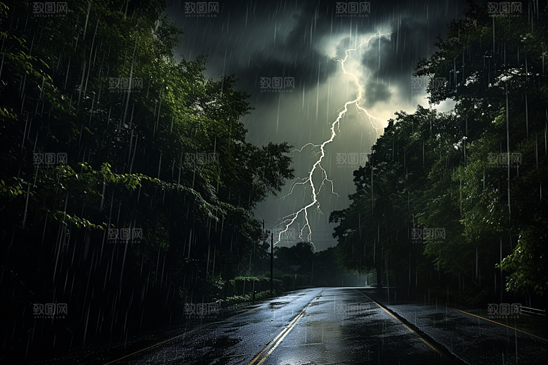 暴雨下雨环境摄影图