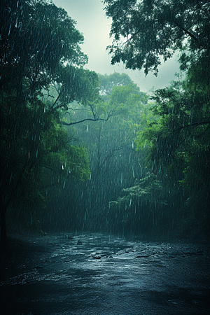 暴雨雨夜安静摄影图
