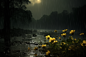 暴雨雨夜雨天摄影图