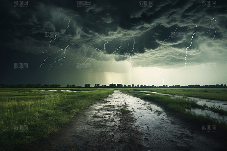 暴雨雨夜下雨摄影图