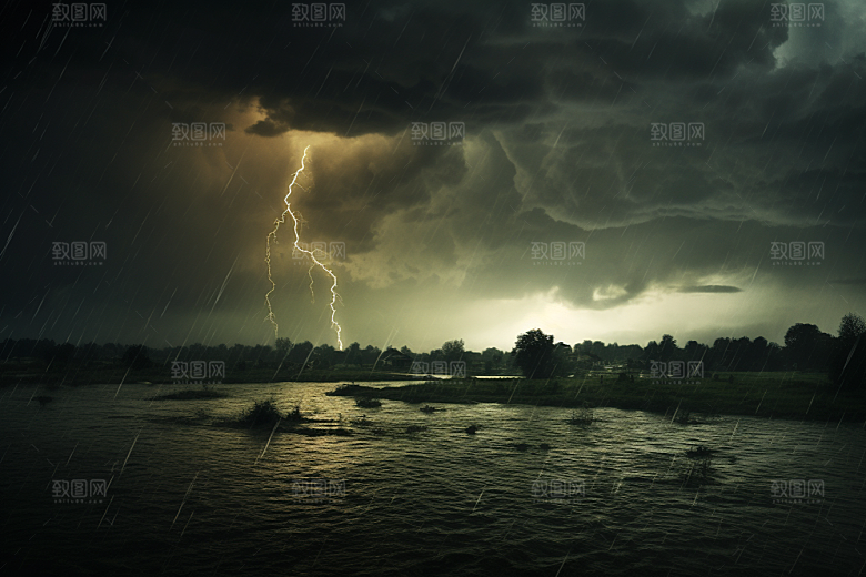 暴雨大雨室外摄影图