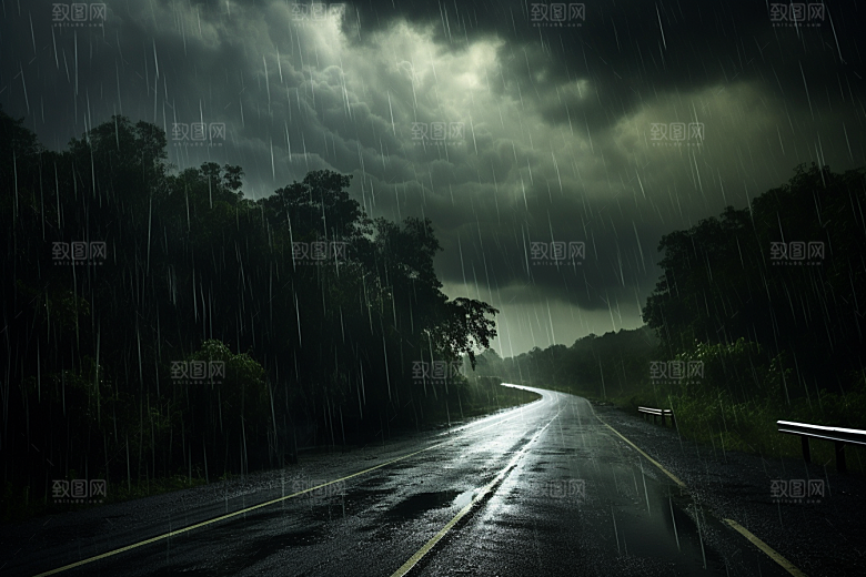 暴雨雨天自然摄影图