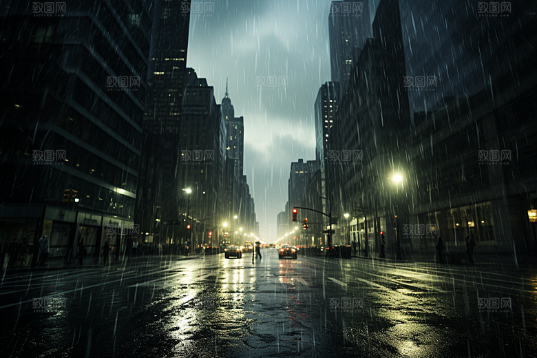 暴雨户外雨夜摄影图