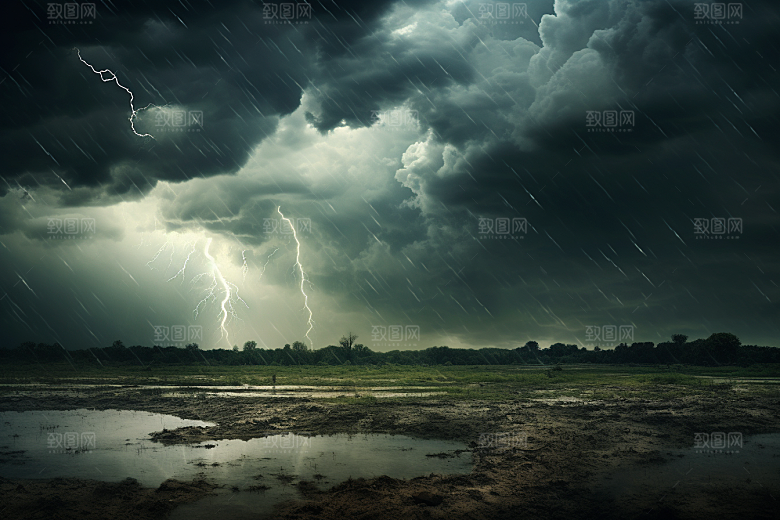 暴雨环境室外摄影图