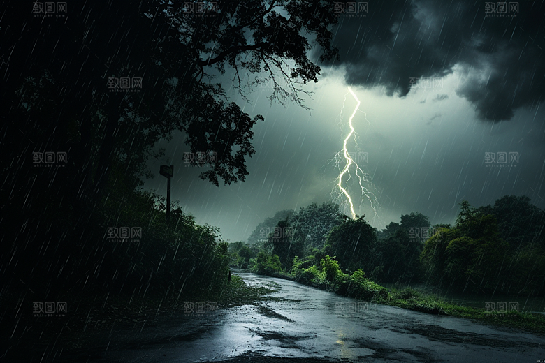 暴雨下雨环境摄影图