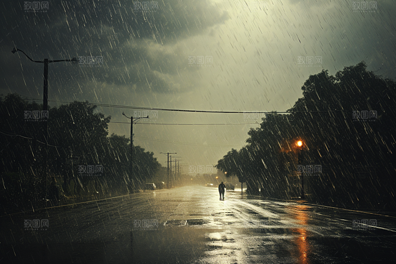 暴雨雨天安静摄影图