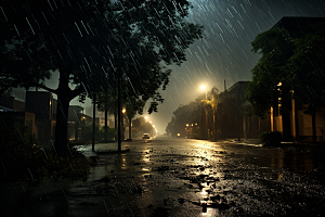 暴雨安静雨夜摄影图