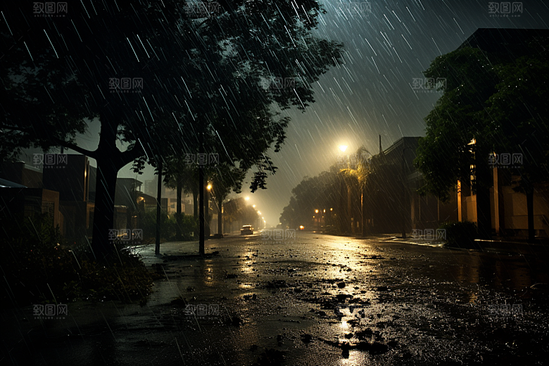 暴雨安静雨夜摄影图