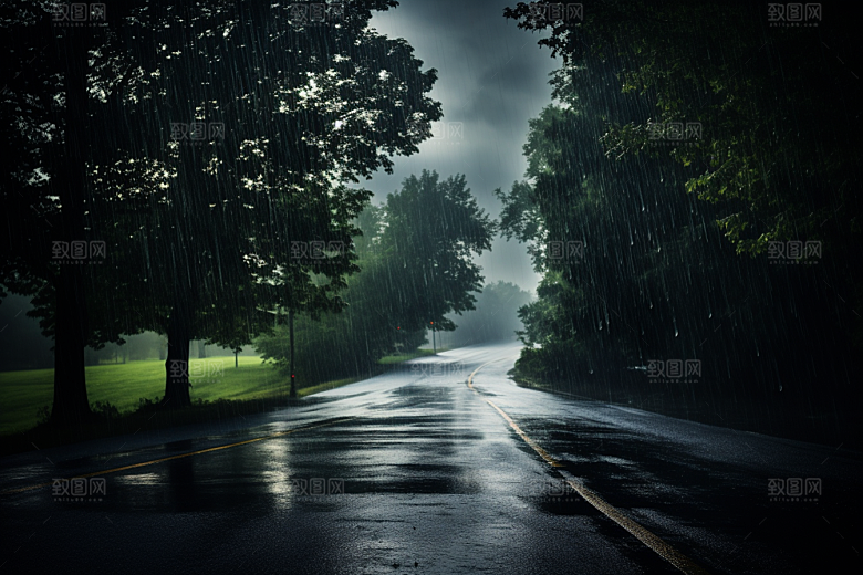 暴雨雨夜环境摄影图
