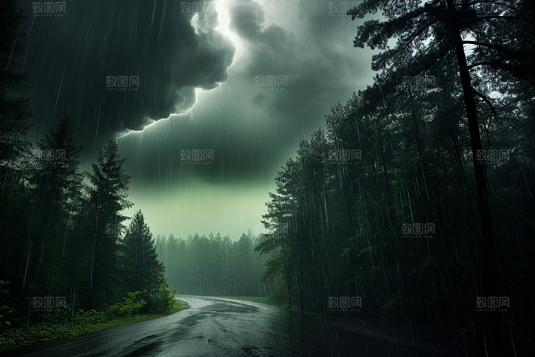 暴雨大雨雨夜摄影图