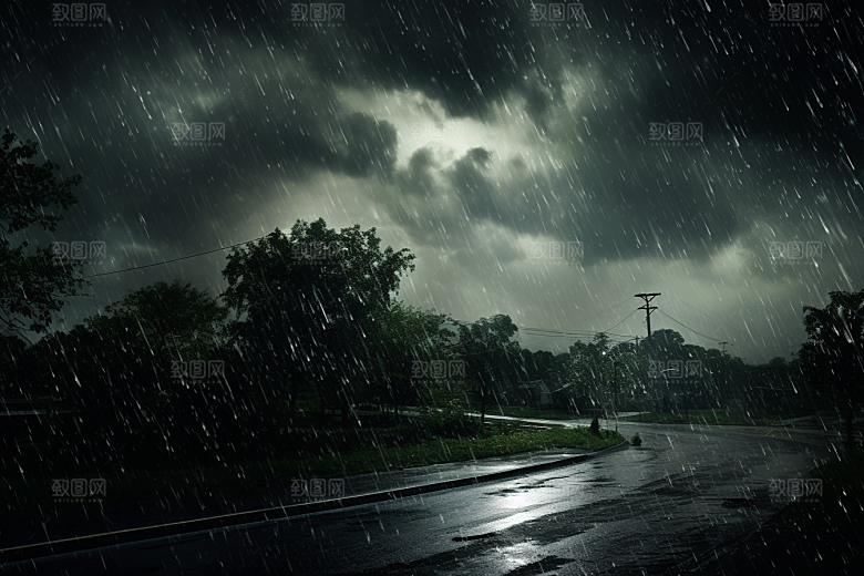 暴雨安静大雨摄影图