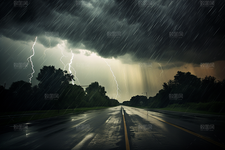 暴雨安静下雨摄影图