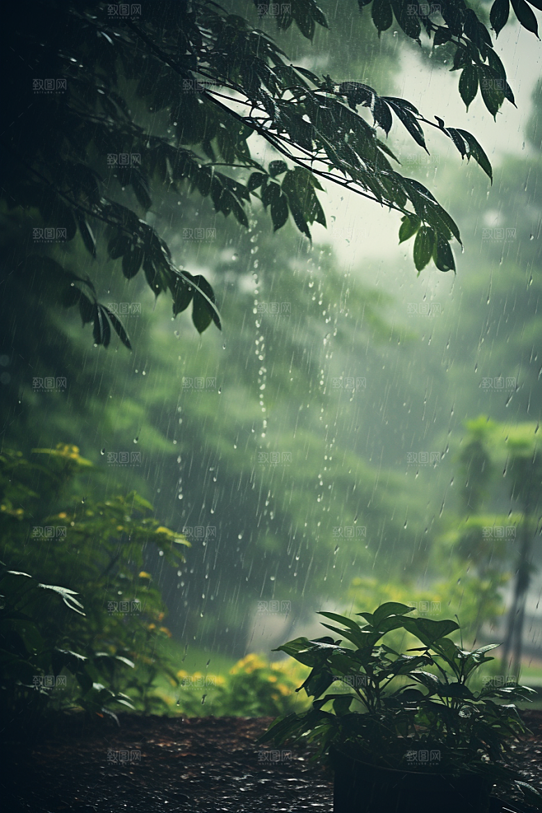 暴雨安静室外摄影图
