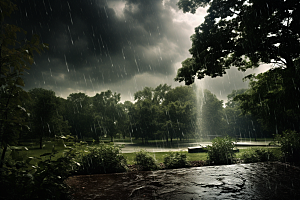 暴雨下雨环境摄影图