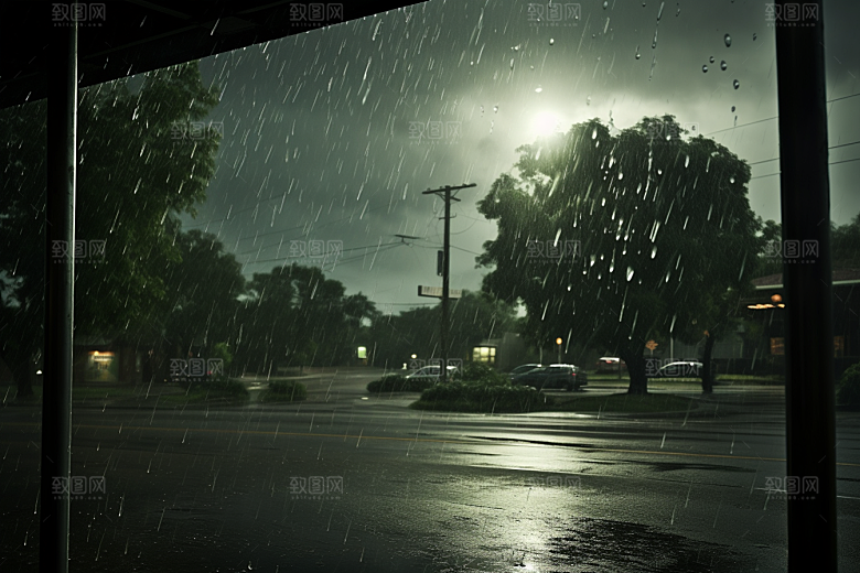 暴雨环境雨夜摄影图