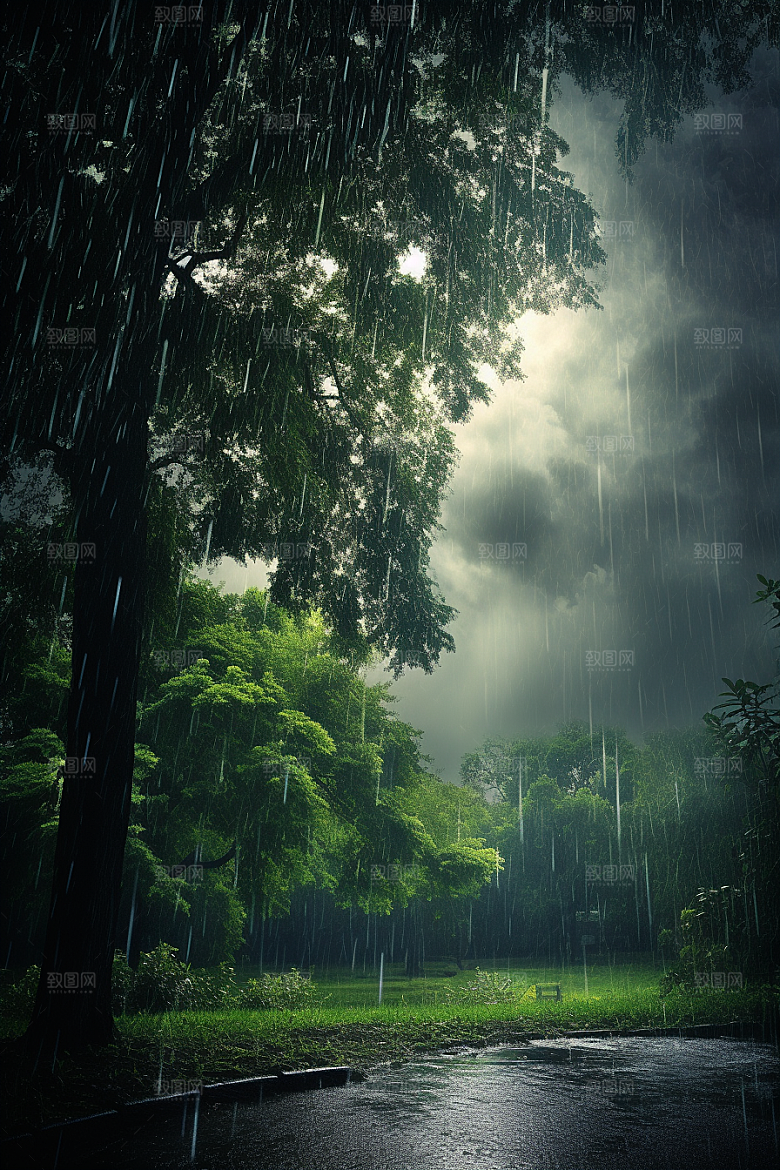 暴雨雨天自然摄影图