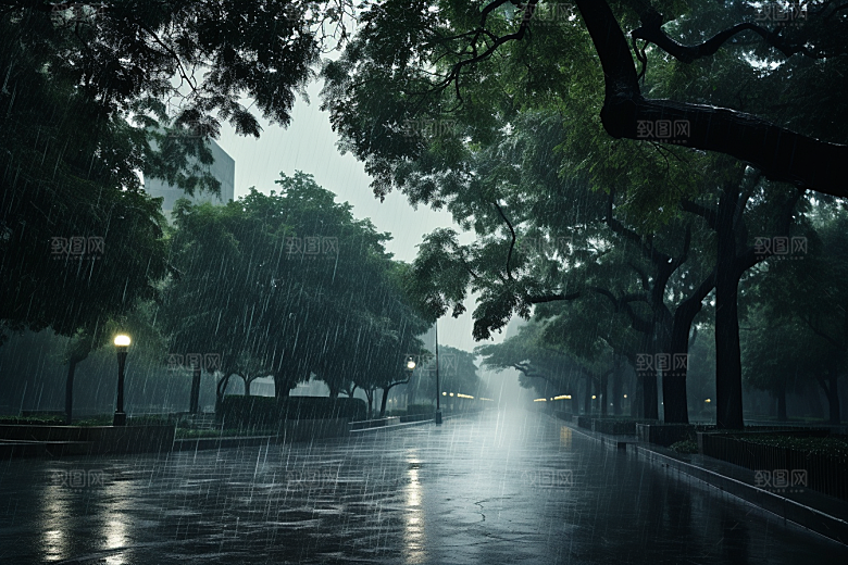暴雨室外环境摄影图