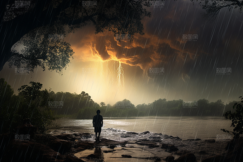 暴雨高清雨夜摄影图