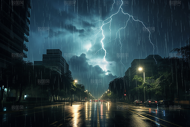 暴雨大雨户外摄影图