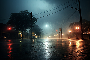 暴雨雨夜安静摄影图