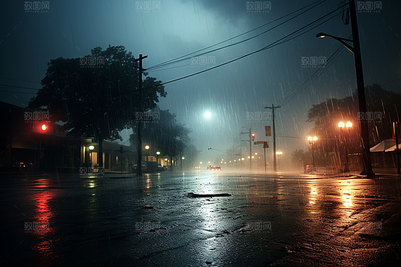 暴雨雨夜安静摄影图