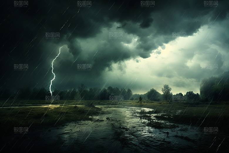 暴雨下雨雨天摄影图