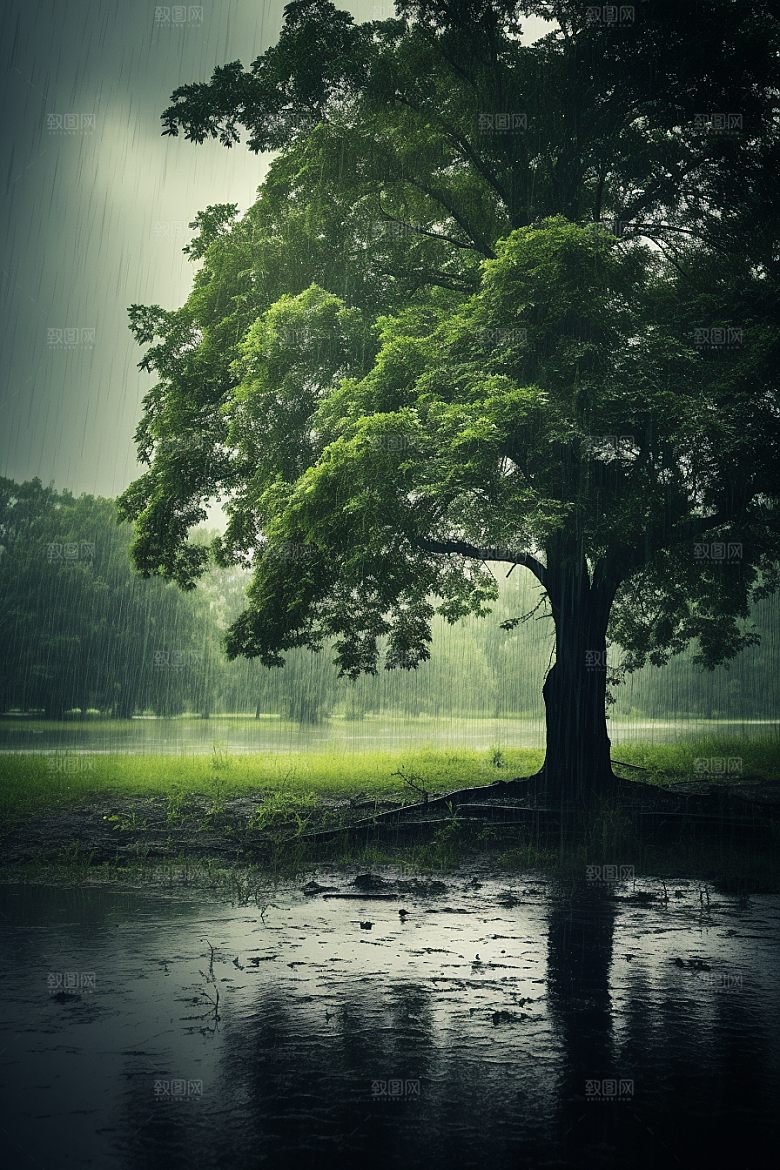 暴雨室外环境摄影图