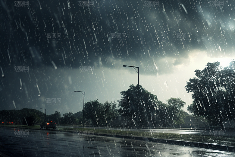 暴雨室外环境摄影图