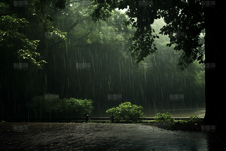 暴雨雨夜室外摄影图