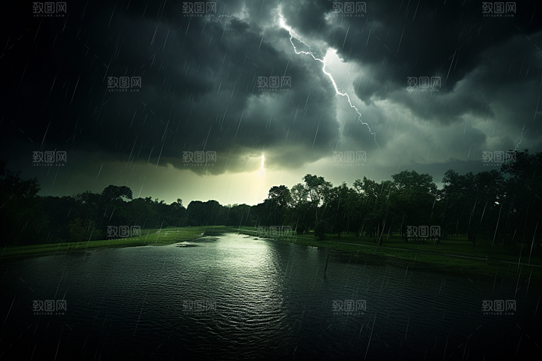 暴雨高清大雨摄影图