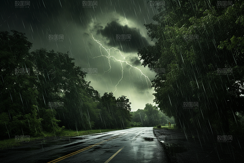 暴雨雨天安静摄影图