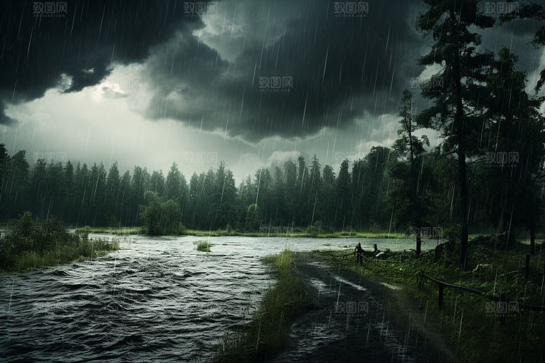 暴雨户外下雨摄影图