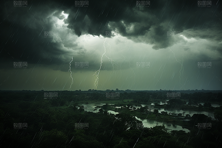 暴雨室外环境摄影图