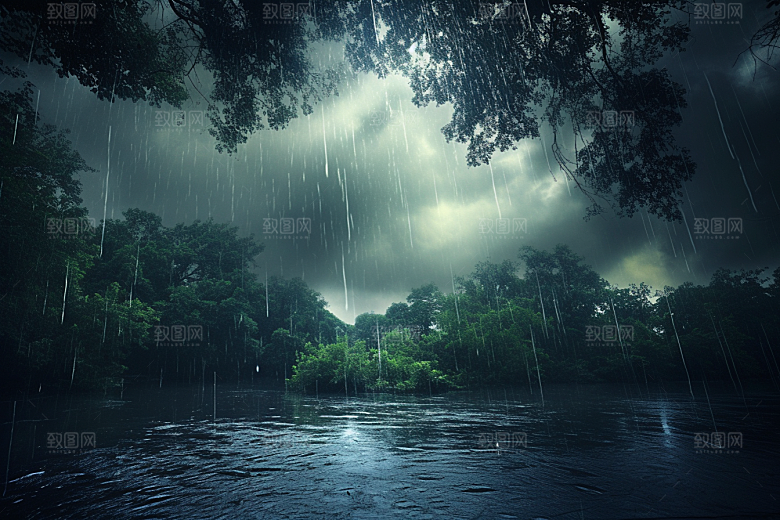 暴雨雨夜高清摄影图