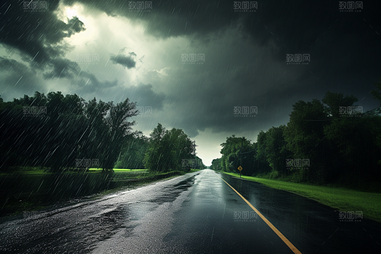 暴雨雨夜安静摄影图