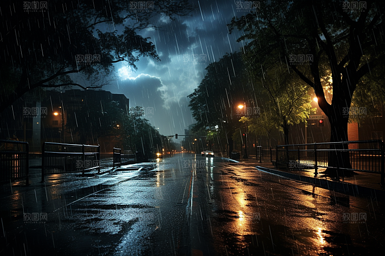 暴雨户外大雨摄影图