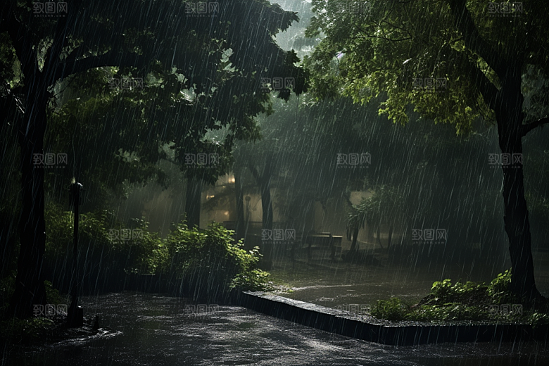 暴雨下雨雨天摄影图