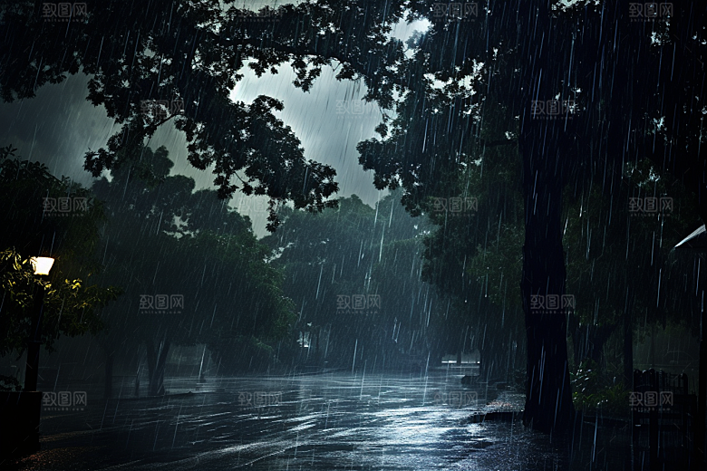 暴雨下雨环境摄影图