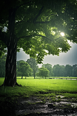 暴雨雨夜户外摄影图